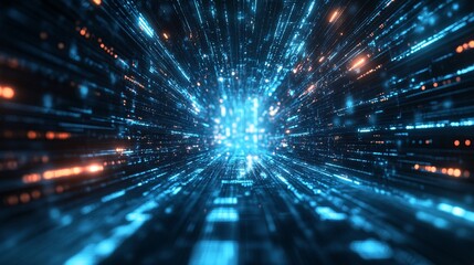 Futuristic Digital Data Abstract Background with Copy Space Directly Facing Camera