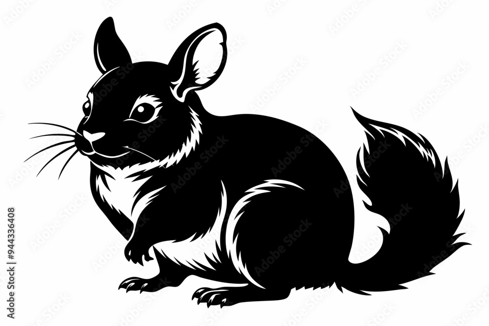 Wall mural Chinchillas animal black silhouette vector