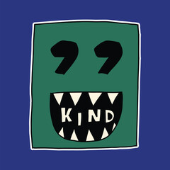 hand drawn cute box monster character sticker illustration