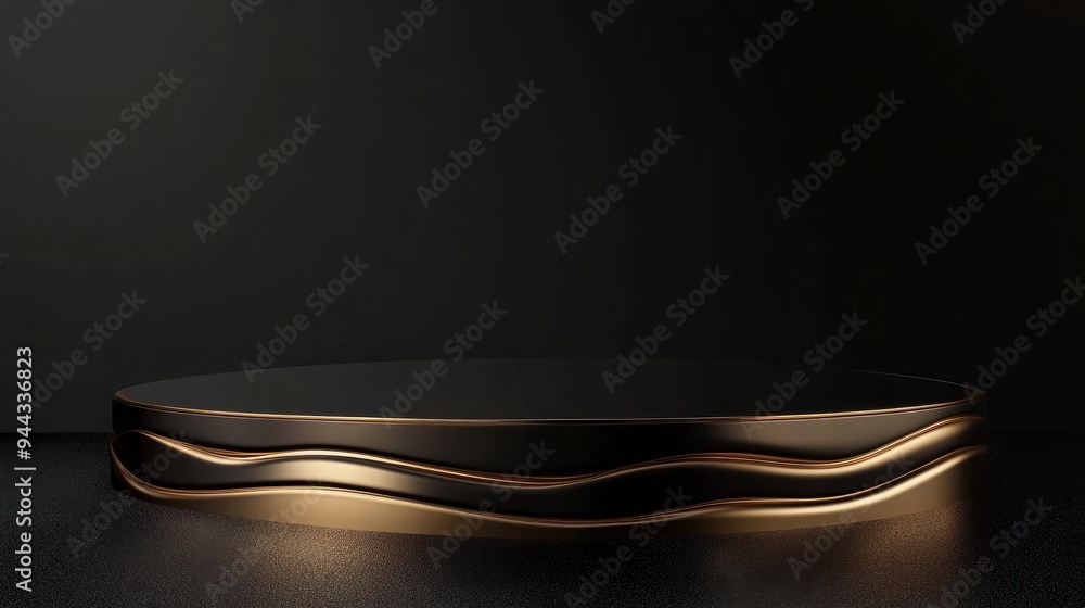 Poster black gold tone e-commerce product display 3d stage horizontal version web page background