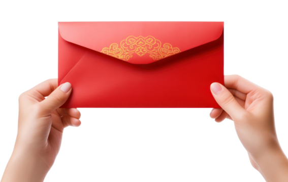 PNG Hand giving red envelope mail chinese new year white background.