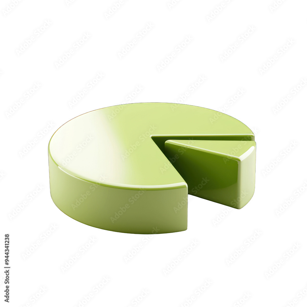 Poster a vibrant green pie chart representing data distribution and analysis in a modern and sleek design. 