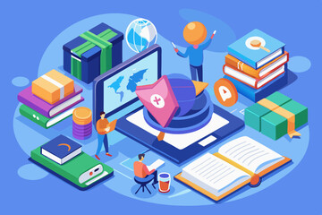 e-learning, online education concept, learn on internet background 3d render
