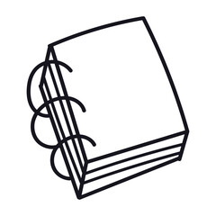 Single element of notebook in doodle school set. Hand drawn vector illustration for cards, posters, stickers and professional design.