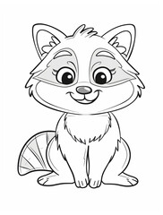 Obraz premium Delightful raccoon character ready for creative coloring adventures in a simple design for young artists