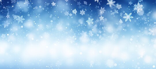 Fototapeta premium Winter background with snowflakes on a blue and white background