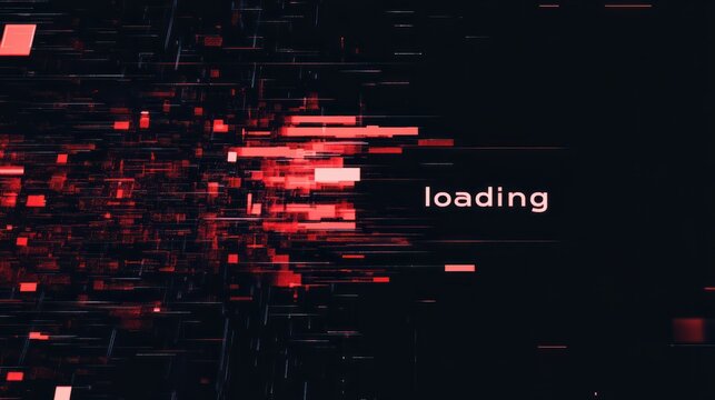 The Black text "loading" animation with glitch effect ,generative ai - Powered by Adobe