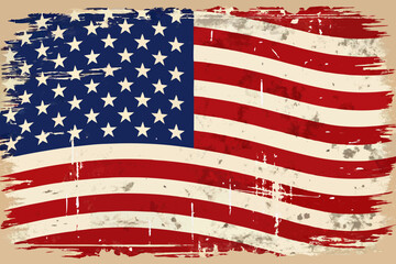 The United States close up flag on a grunge backdrop, ideal as a background for 4th of July celebrations.
