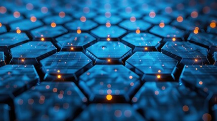 Obraz premium Abstract Hexagon Pattern with Glowing Lights