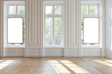 A large room with white walls and wooden floors Mockups, Transparent PNG