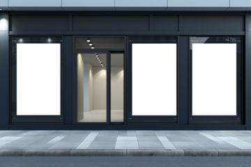 A window display with three white windows and a black frame Mockups, Transparent PNG