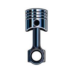 Piston illustration. Metallic chrome piston vector illustration