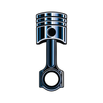Piston illustration. Metallic chrome piston vector illustration