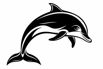 Dolphin black silhouette vector