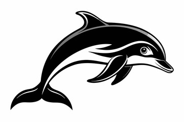 Dolphin black silhouette vector