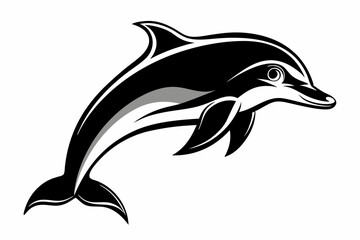 Dolphin black silhouette vector