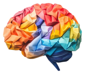 PNG Colorful origami brain art