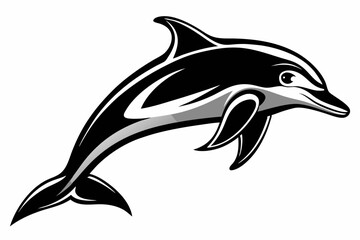 Dolphin black silhouette vector