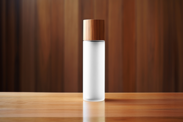PNG cosmetic glass bottle label mockup, transparent design
