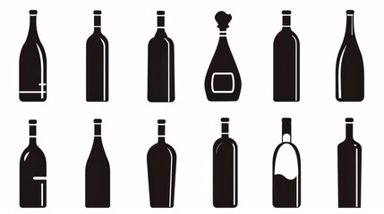 Vector illustration collection of wine bottle