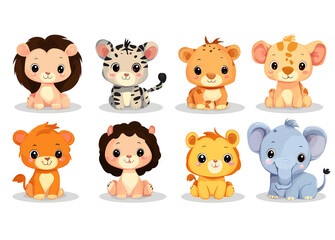 Cute, cartoon-style, Adorable Cartoon-Style Animal Vector Illustrations in Cute and Playful Designs