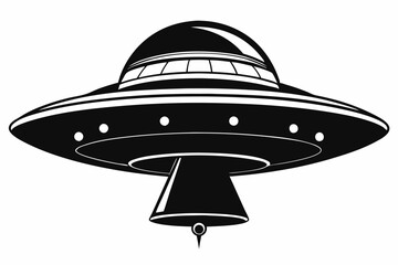 Flying saucer black silhouette vector