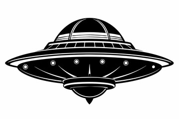 Flying saucer black silhouette vector