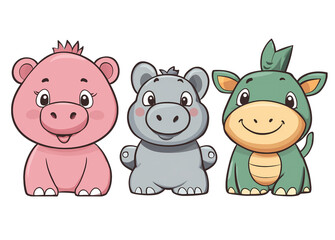 Naklejka premium Cute, cartoon-style, Adorable Cartoon-Style Animal Vector Illustrations in Cute and Playful Designs