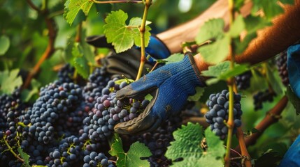 Fresh grape fruit in hands in plantation farm