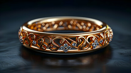 Gold Ring with Diamond Accents 3D Illustration