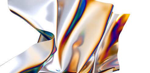 A swirling iridescent liquid creates an abstract otherworldly landscape