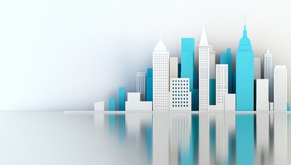 Obraz premium city map of a modern urban area with buildings, roads, and waterways. The background is light blue