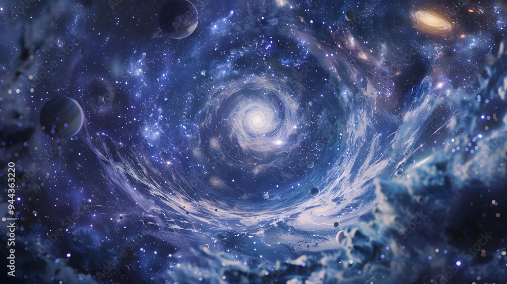 Wall mural a space scene with a large hole in the middle of it.