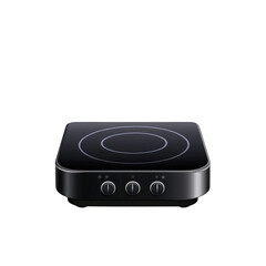 Obraz premium Modern black induction cooktop with touch controls, ideal for efficient and stylish cooking in any kitchen. transparent background