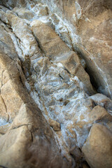 Macro view of natural texture of stone beach covered by salt in Croatia, Adriatic Sea