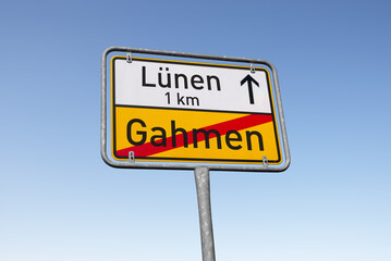 Ortstafel, Wegweiser, Gahmen, Lünen