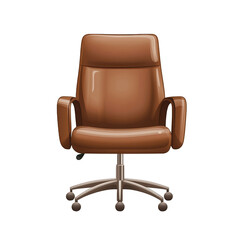 Stylish brown office chair with comfortable design, perfect for modern workspaces or home offices. Ergonomic and functional. transparent background