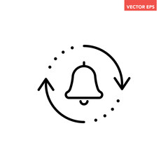 Black single refresh notification line icon, simple update reminder flat design vector pictogram, infographic interface elements for app logo web button ui ux isolated on white background