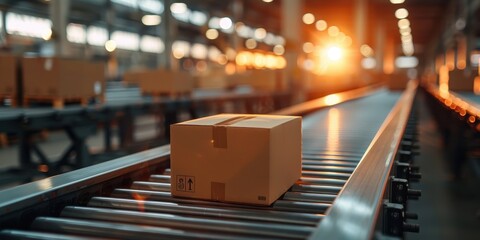 Parcel on a conveyor belt factory