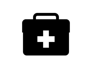 シンプルな十字マーク救急箱アイコンL：角丸黒