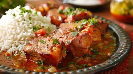 The national cuisine of Cuba. Mountain pork.