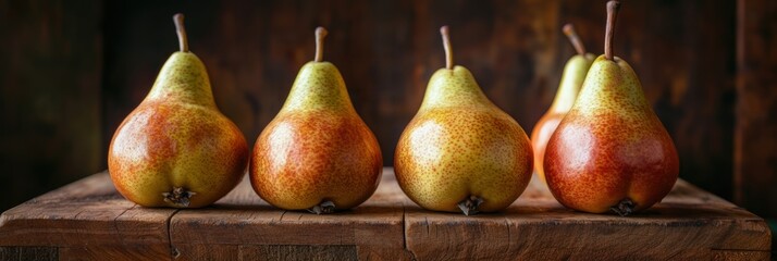 Fresh pear fruit on table with dark background