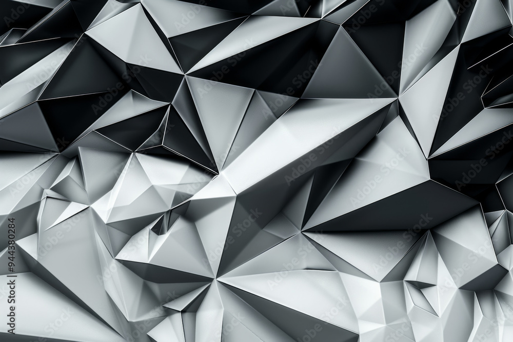 Poster a black and white image of a pattern of triangles