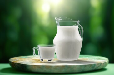 A glass of fresh tasty milk on table