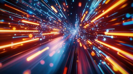 Neon Grid: Cyberpunk Virtual Reality Landscape with Hyper-Realistic Futuristic Network Design