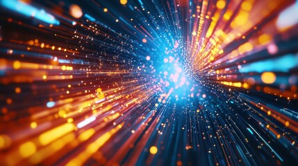 Futuristic Neon Grid in Cyberpunk Virtual Reality World Creating Ultra-Realistic High-Tech Network