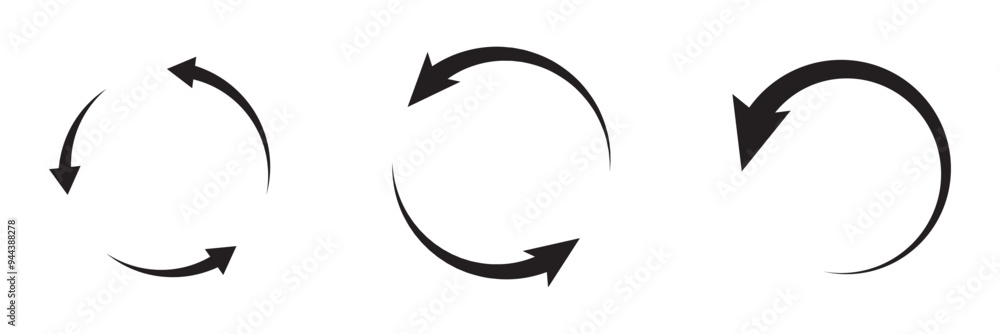 Poster circle arrow icon set. circular arrow icon, refresh, reload arrow icon symbol sign, vector illustrat