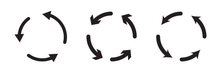 circle arrow icon set. circular arrow icon, refresh, reload arrow icon symbol sign, vector illustration