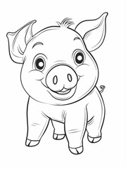 Fototapeta premium A cute, happy piglet coloring page for children filled with delightful details and engaging activities to inspire creativity and fun