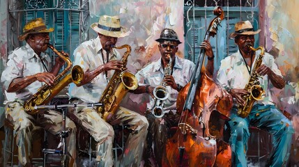 Fototapeta premium jazz band havana street